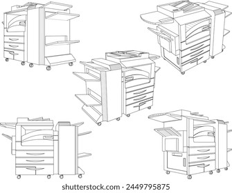 vector design sketch illustration of a photocopy machine for industry