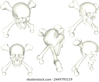 vector design sketch illustration of a pirate symbol in the form of a skull head with crossed bones