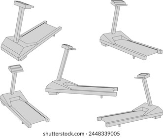 vector design sketch illustration of running gym equipment to shape the body