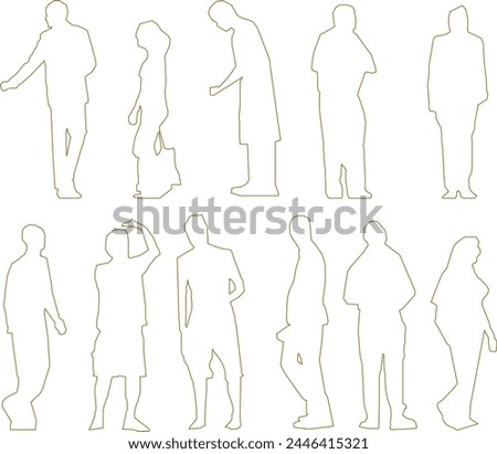 vector design sketch illustration of a silhouette of a person doing activities