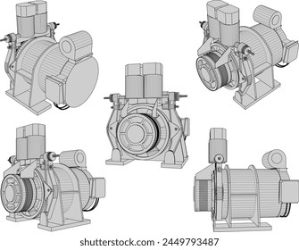 vector design sketch illustration of a simple home water pump