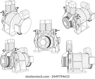 vector design sketch illustration of a simple home water pump