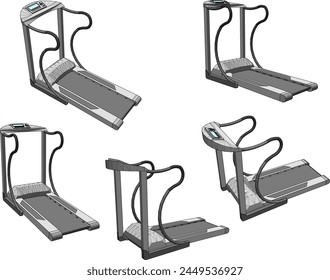 Diseño de Vector boceto ilustración de una máquina de correr en un gimnasio
