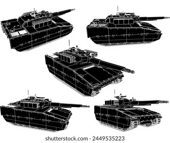 Diseño de Vector boceto ilustración de un vehículo de combate de tanques de guerra mundial con armas de cañón