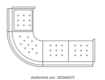 Vector design sketch of a long curved sofa or a circular sofa