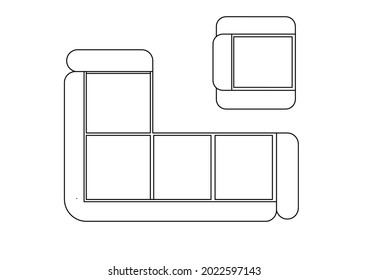 Esbozo de diseño vectorial de un sofá largo y un sofá de un solo asiento