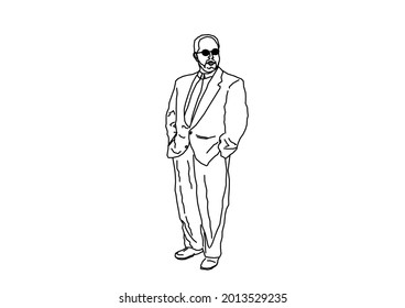 Vector design of a sketch of a man wearing sunglasses