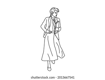Vector design of a sketch of a mother about to go out