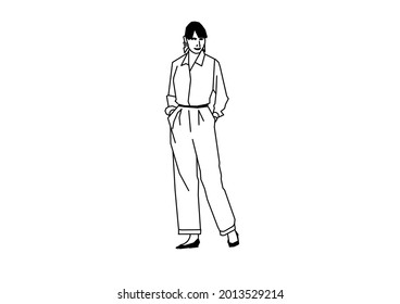 Vector design of a sketch of a mother going to a meeting
