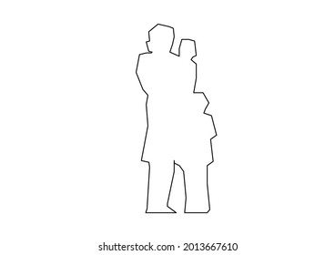 Vector design of sketch of a mother and her two children