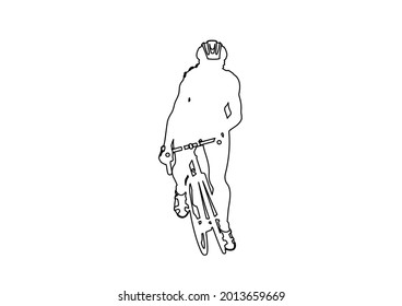 Vector design of a sketch of a person on a bicycle