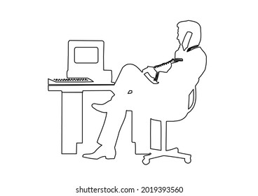Vector design of a sketch of a person on the phone