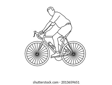 Diseño vectorial de un boceto de una persona que juega una bicicleta