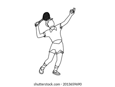 Vektordesign einer Skizze einer Person, die Tennis spielt