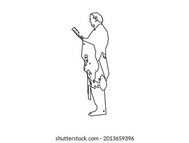 Vector design of a sketch of a person reading something