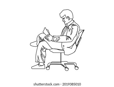 Vector design of sketch of a person reading a newspaper