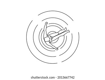 Vector design of sketch of a person relaxing on a float in a swimming pool