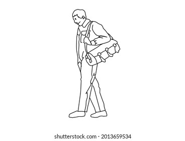 Vector design of a sketch of a person returning home
