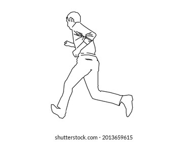Vector design of a sketch of a person running towards the right side