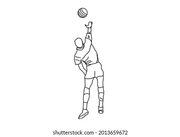 Vector design of a sketch of a person serving in volleyball