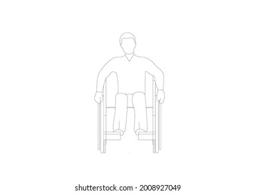 Vector design of a sketch of a person sitting in a wheelchair