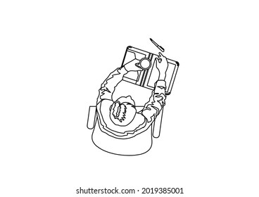 Vector design of a sketch of a person sitting drinking coffee