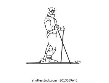 Vector design of a sketch of a person skiing