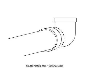 Vector design sketch of a pipe joint at a 90 degree angle