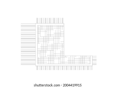 Esbozo de diseño vectorial de la alfombra de mimbre 
