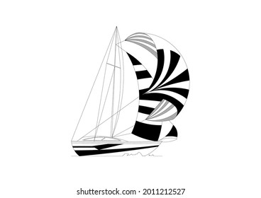 Esbozo de diseño de vectores de un barco de vela