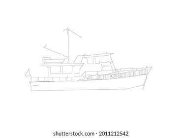 Vector Design Sketch of a ship carrying people and goods