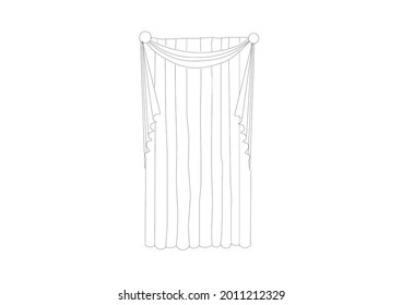 Vector Design Sketch of simple house window curtains