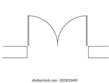 Vector design sketch of the sliding door shape on the building plan