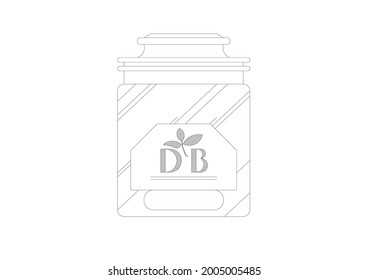 Vector design sketch of a small glass jar