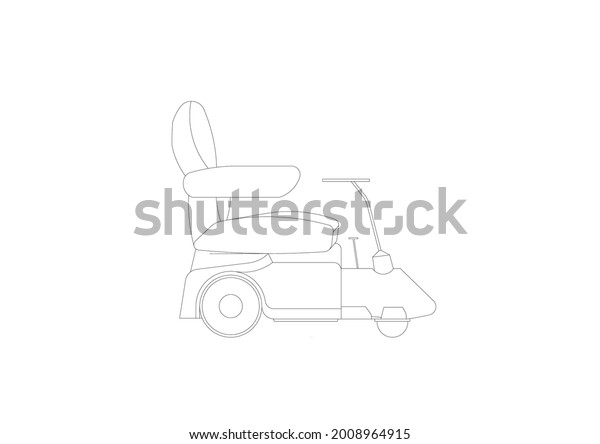 Vector design\
sketch of a small three wheeled\
car