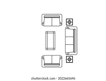 Vector design sketch of a sofa in a hotel room