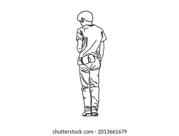 Vector design of sketch of a teenage boy about to glance