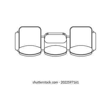 Vector design sketch of two chairs and a small table in the middle