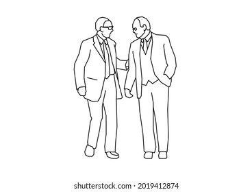 Vector design of sketch of two men talking business again