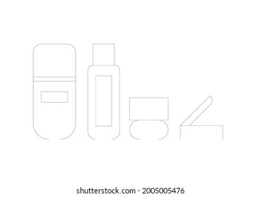Vector design sketch of a water tumbler and others