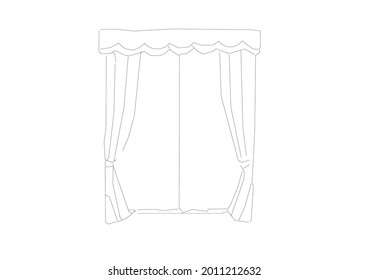 Vector Design Sketch of window curtains