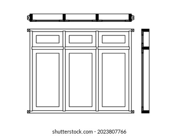 Vector design sketch of a window with three leaves