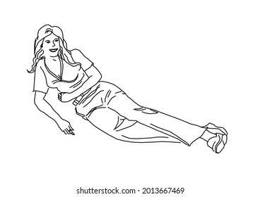 Vector design of a sketch of a woman again half lying down