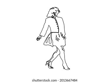 Vector design of a sketch of a woman in cool fashion