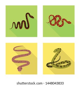 Vector design of skin and reptile icon. Collection of skin and danger vector icon for stock.