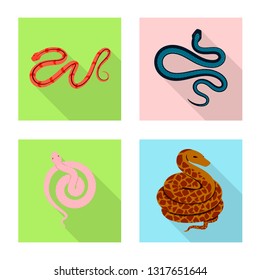 Vector design of skin and reptile logo. Set of skin and danger stock symbol for web.