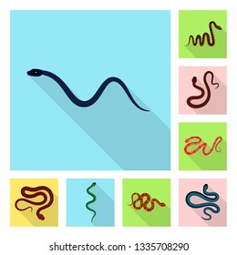 Vector design of skin and reptile logo. Collection of skin and danger stock symbol for web.