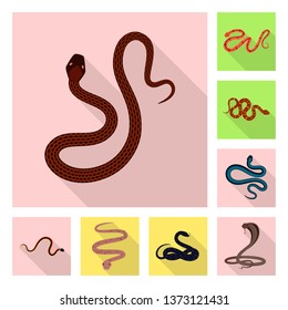 Vector design of skin and reptile sign. Set of skin and danger stock symbol for web.