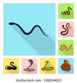 Vector design of skin and reptile sign. Set of skin and danger stock symbol for web.