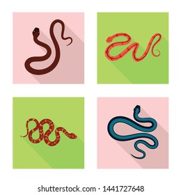 Vector design of skin and reptile sign. Collection of skin and danger vector icon for stock.